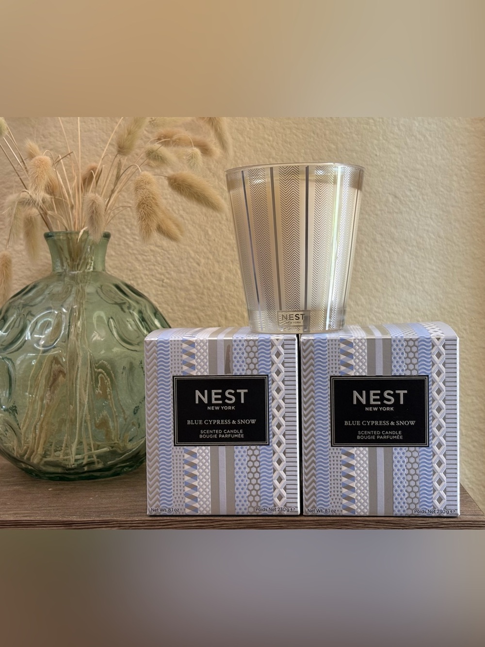 2 NEST NY BLUE CYPRESS & SNOW Seasonal Scented Candle 8.1 oz